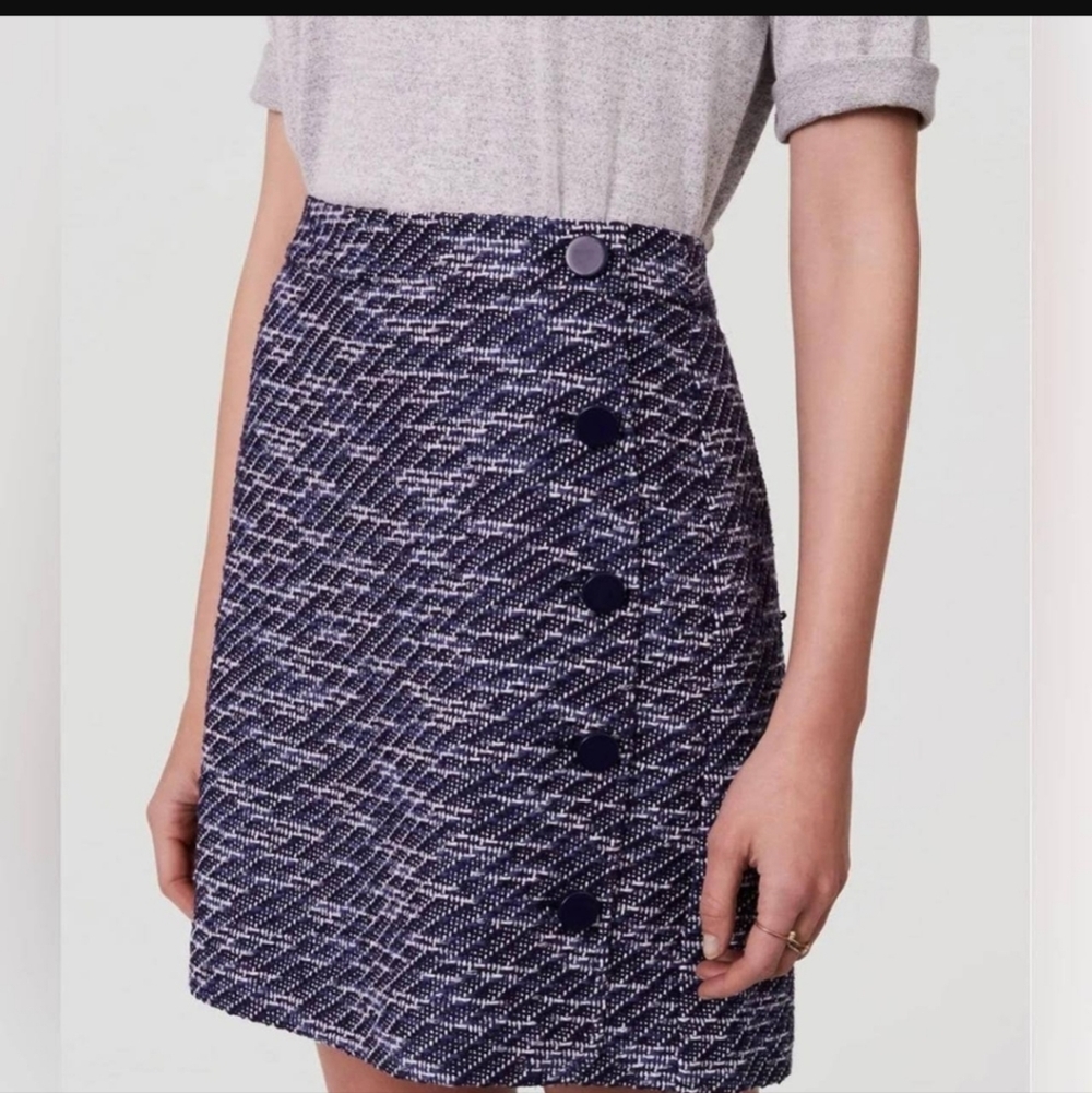 Loft Tweed Side Button Skirt